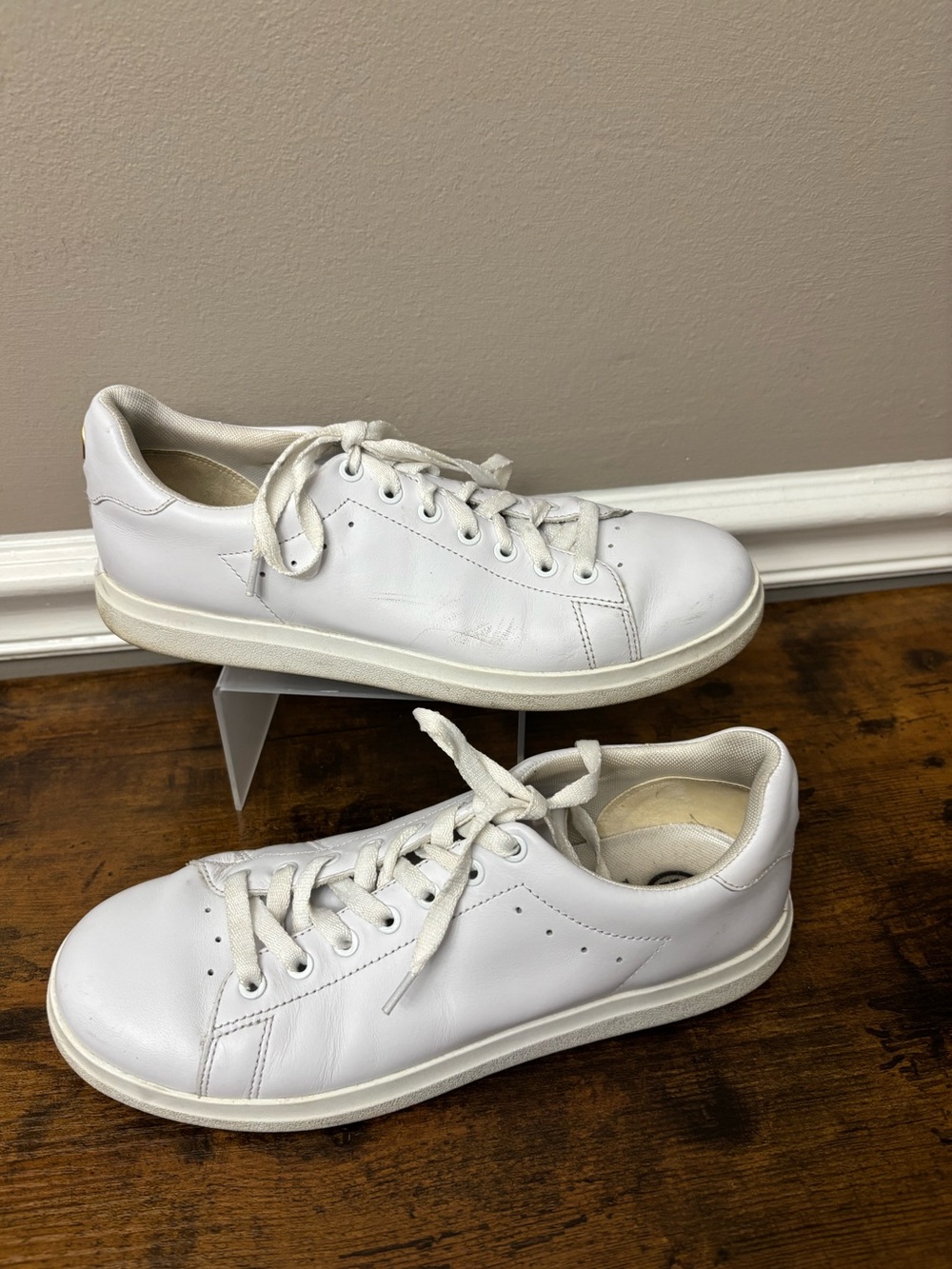 Tory Burch Howell White Leather Low-Top Court Sneakers, 8.5